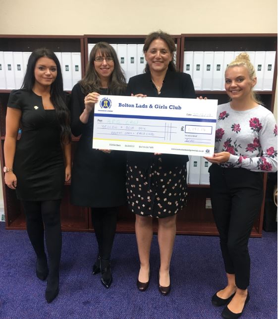 Pictured L-R: Kelly McFadden (Head of Fundraising Bolton Lads & Girls Club), Anita Boardman (Managing Director AFG LAW), Tracy Haslam (Chartered Legal Executive AFG LAW) and Katie Conway (Head of Community Fundraising Bolton Lads & Girls Club)